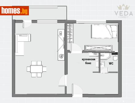 Двустаен, 42m² - Апартамент за продажба - 110552222