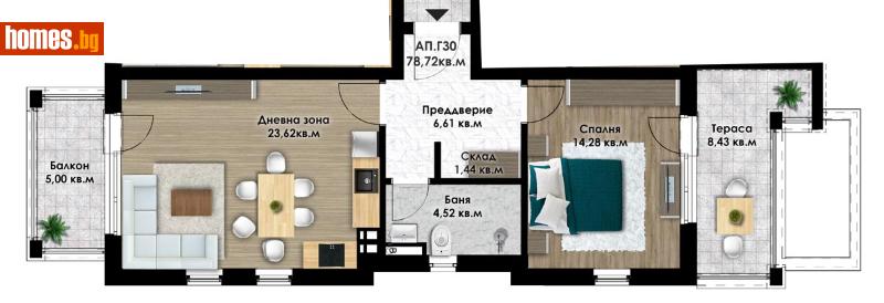 Двустаен, 91m² - Кв. Остромила, Пловдив - Апартамент за продажба - Deluxe Homes - 110579794