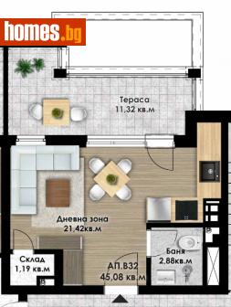 Едностаен, 52m² - Апартамент за продажба - 110579811