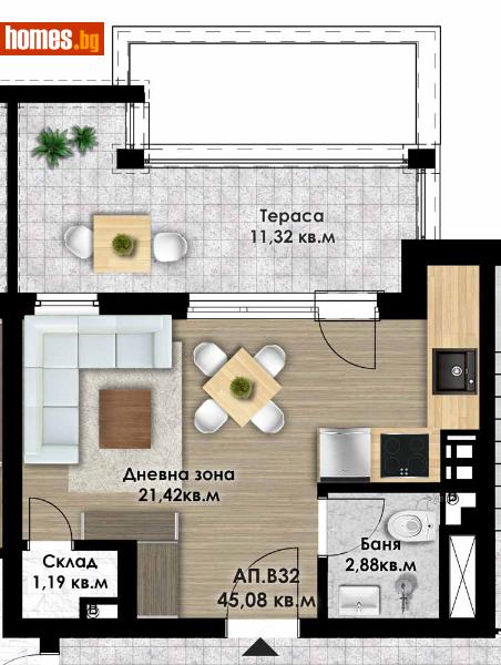 Едностаен, 52m² - Кв. Остромила, Пловдив - Апартамент за продажба - Deluxe Homes - 110579811