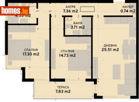 Тристаен, 105m² - Апартамент за продажба - 110590320