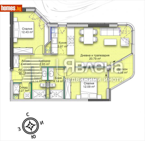 Тристаен, 110m² - Кв. Кръстова Вада, София - Апартамент за продажба - ЯВЛЕНА - 110818276