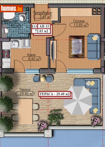 Двустаен, 72m² - Жк. Дружба 1, София - Апартамент за продажба - Титан Пропъртис - 110819123