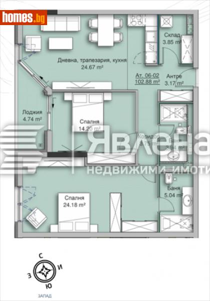 Тристаен, 126m² - Кв. Кръстова Вада, София - Апартамент за продажба - ЯВЛЕНА - 110849826