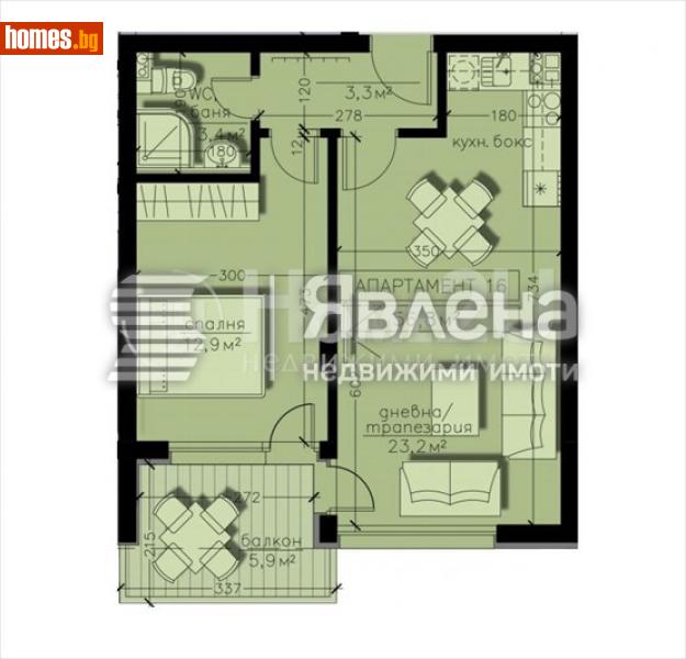 Двустаен, 65m² - Кв. Бояна, София - Апартамент за продажба - ЯВЛЕНА - 110881358