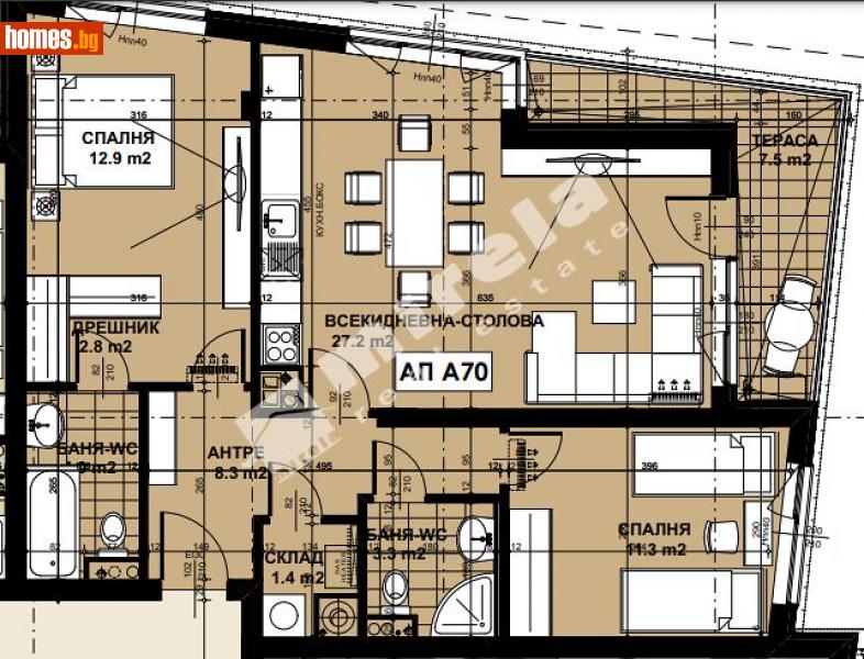 Тристаен, 113m² - Кв. Кръстова Вада, София - Апартамент за продажба - МИРЕЛА - 111050114