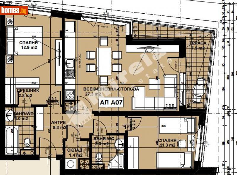 Тристаен, 113m² - Кв. Кръстова Вада, София - Апартамент за продажба - МИРЕЛА - 111050292