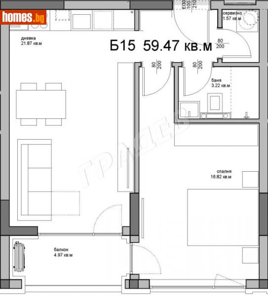 Двустаен, 69m² - Кв. Аспарухово, Варна - Апартамент за продажба - ГРАДЕВ ООД - 111098129