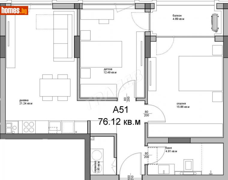 Тристаен, 88m² - Кв. Аспарухово, Варна - Апартамент за продажба - ГРАДЕВ ООД - 111098131