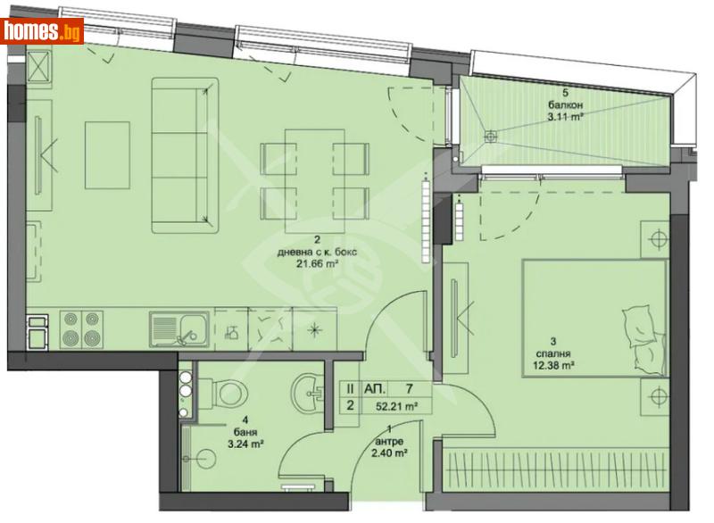 Двустаен, 61m² - Кв. Кръстова Вада, София - Апартамент за продажба - ЕКС НВД - 111156693