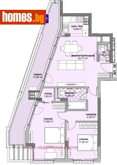 Тристаен, 126m² - Апартамент за продажба - 111204239