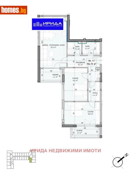 Тристаен, 124m² - Кв. Малинова Долина, София - Апартамент за продажба - Ирида - 111204512