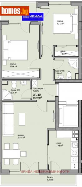 Тристаен, 104m² - Жк. Люлин 8, София - Апартамент за продажба - Ирида - 111205325