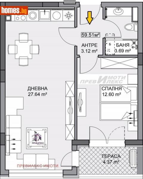 Двустаен, 71m² - Кв. Кършияка, Пловдив - Апартамент за продажба - Превилекс имоти ЕООД - 111237263