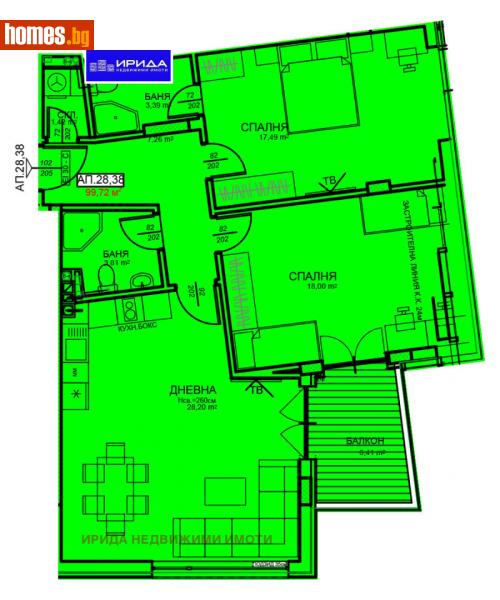 Тристаен, 119m² -  Център, София - Апартамент за продажба - Ирида - 111250439