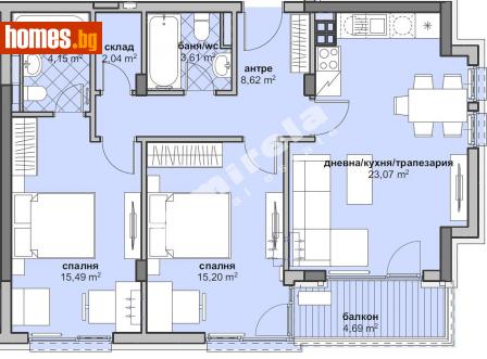 Тристаен, 108m² - Апартамент за продажба - 111281374