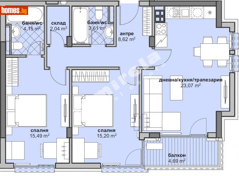 Тристаен, 108m² - София, София - град - Апартамент за продажба - МИРЕЛА - 111281374