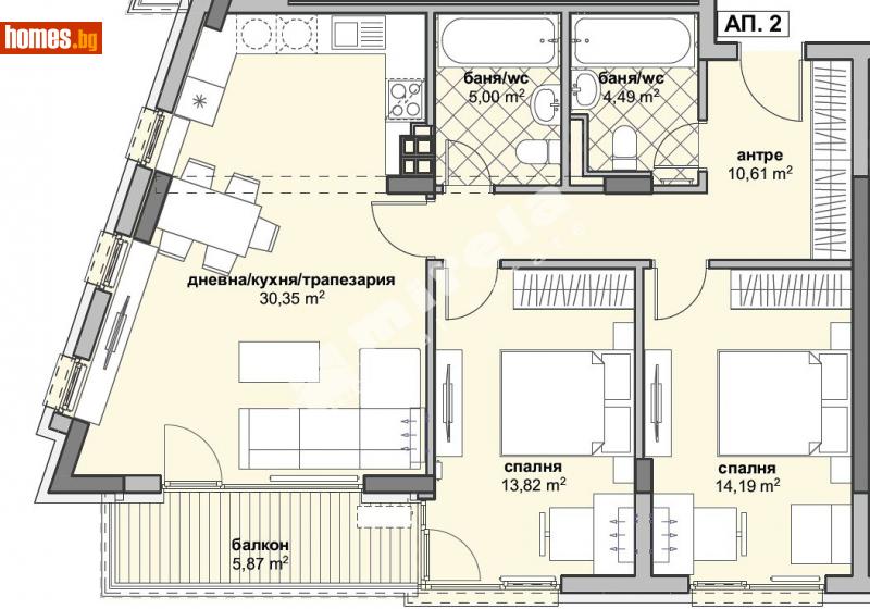 Тристаен, 118m² - София, София - град - Апартамент за продажба - МИРЕЛА - 111281381