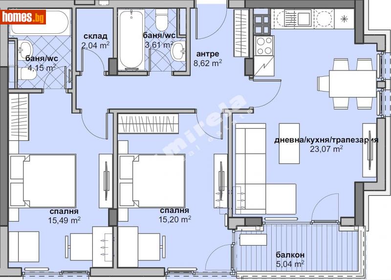 Тристаен, 109m² - София, София - град - Апартамент за продажба - МИРЕЛА - 111281382