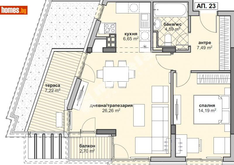 Двустаен, 97m² - София, София - град - Апартамент за продажба - МИРЕЛА - 111281383