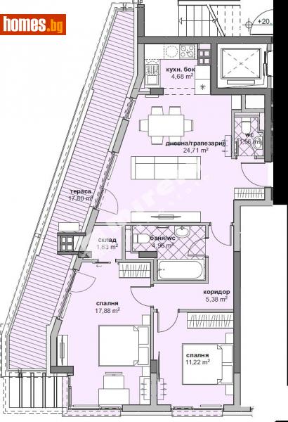 Тристаен, 126m² - София, София - град - Апартамент за продажба - МИРЕЛА - 111281398