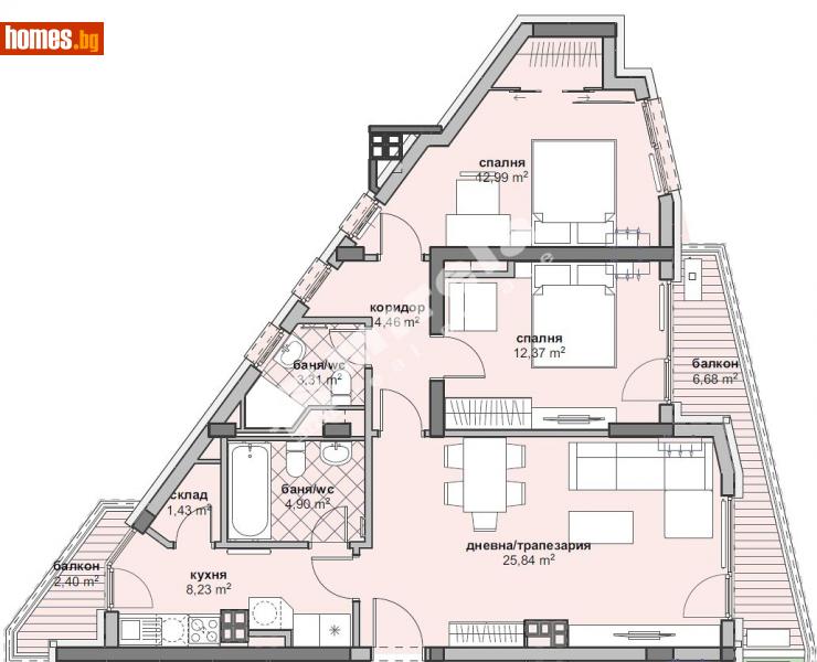 Тристаен, 124m² - София, София - град - Апартамент за продажба - МИРЕЛА - 111281443