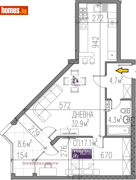 Двустаен, 95m² - Жк. Христо Смирненски, Пловдив - Апартамент за продажба - Превилекс имоти ЕООД - 111540463