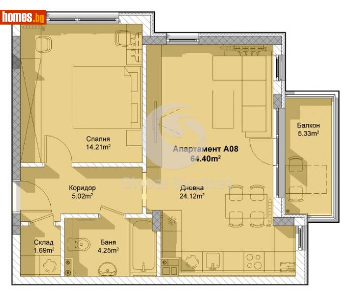 Двустаен, 73m² -  Драгалевци, София - Апартамент за продажба - Глобъл Сървисиз ООД - 111594738