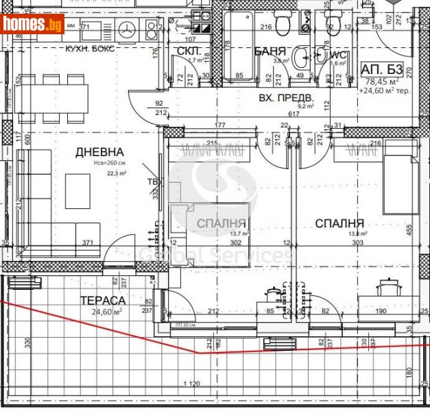 Тристаен, 116m² - Жк. Славия, София - Апартамент за продажба - Глобъл Сървисиз ООД - 111595043