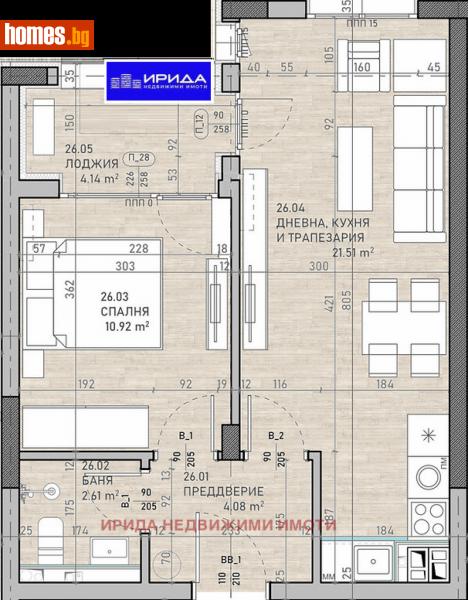 Двустаен, 65m² - Жк. Сухата Река, София - Апартамент за продажба - Ирида - 111607430