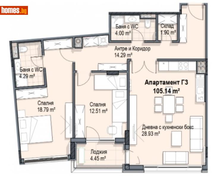 Тристаен, 126m² - Кв. Кръстова Вада, София - Апартамент за продажба - BG Broker - 111623762