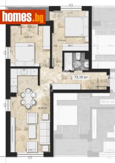 Тристаен, 91m² - Апартамент за продажба - 111635373