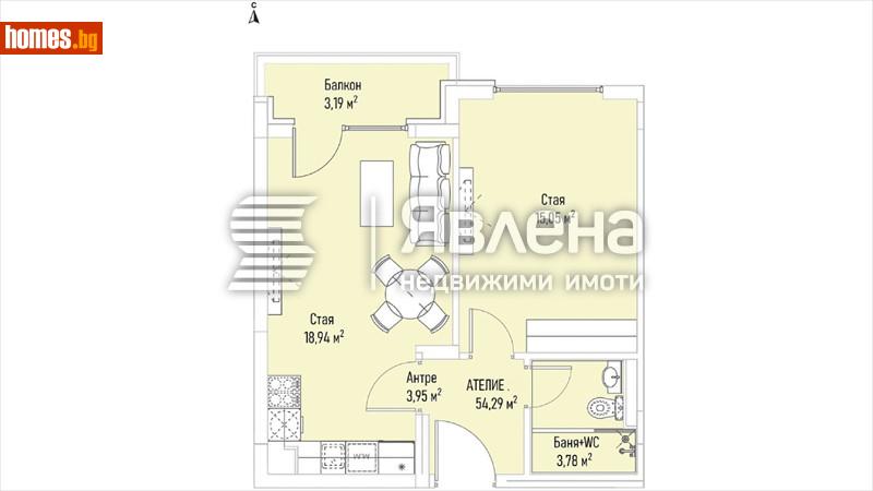 Двустаен, 64m² - Жк. Лозенец, София - Апартамент за продажба - ЯВЛЕНА - 111679503