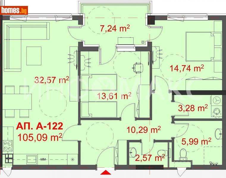 Тристаен, 123m² - Жк. Славейков, Бургас - Апартамент за продажба - Инфомакс ЕООД - 111682019