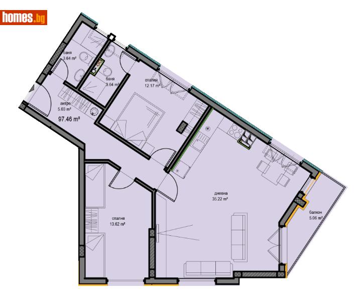 Тристаен, 116m² - Жк. Овча Купел, София - Апартамент за продажба - Титан Пропъртис - 111728205