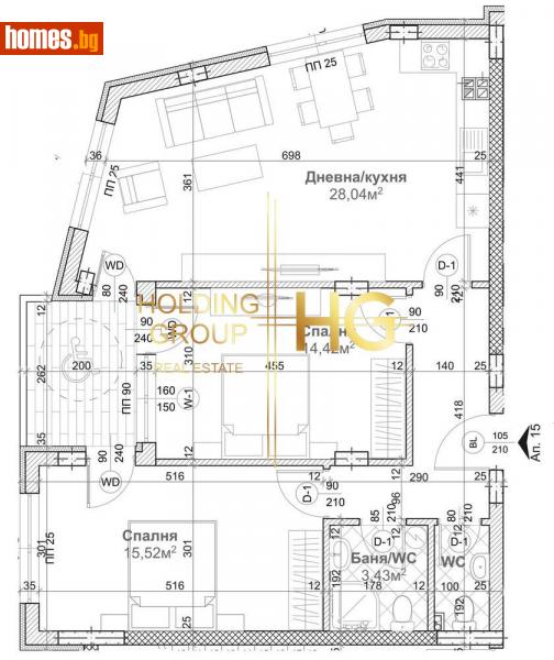 Тристаен, 106m² - Жк. Изгрев, Варна - Апартамент за продажба - Холдинг Груп Недвижими Имоти  - 111758316