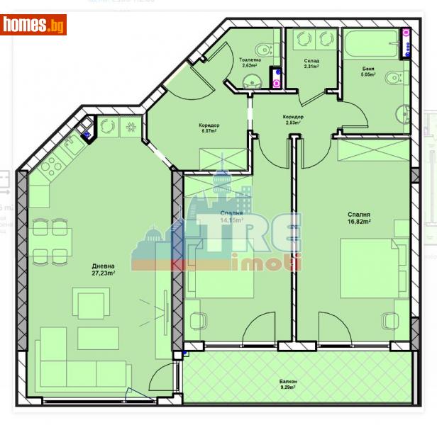Тристаен, 115m² - Жк. Полигона, София - Апартамент за продажба - ТЕНДЕНЗ РИАЛ ЕСТЕЙТ - 111764832