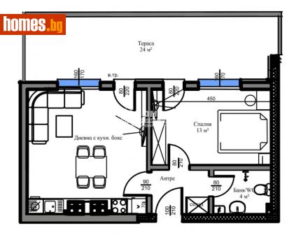 Двустаен, 82m² - Апартамент за продажба - 111950221