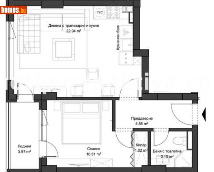 Двустаен, 65m² - Жк. Христо Ботев, Пловдив - Апартамент за продажба - ПЕРСПЕКТИВА - 111950494