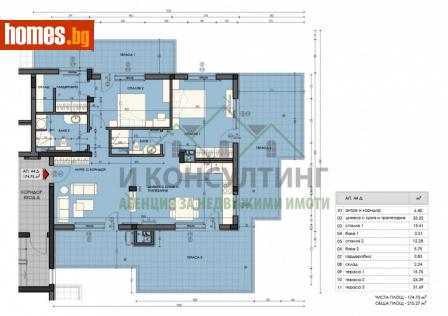 Тристаен, 215m² - Апартамент за продажба - 111954914