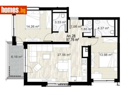 Тристаен, 118m² - Апартамент за продажба - 112044728