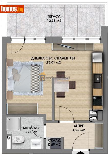 Едностаен, 62m² - Жк. Христо Смирненски, Пловдив - Апартамент за продажба - Перфект Консулт - 112061994