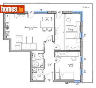 Тристаен, 93m² - Апартамент за продажба - 112062030