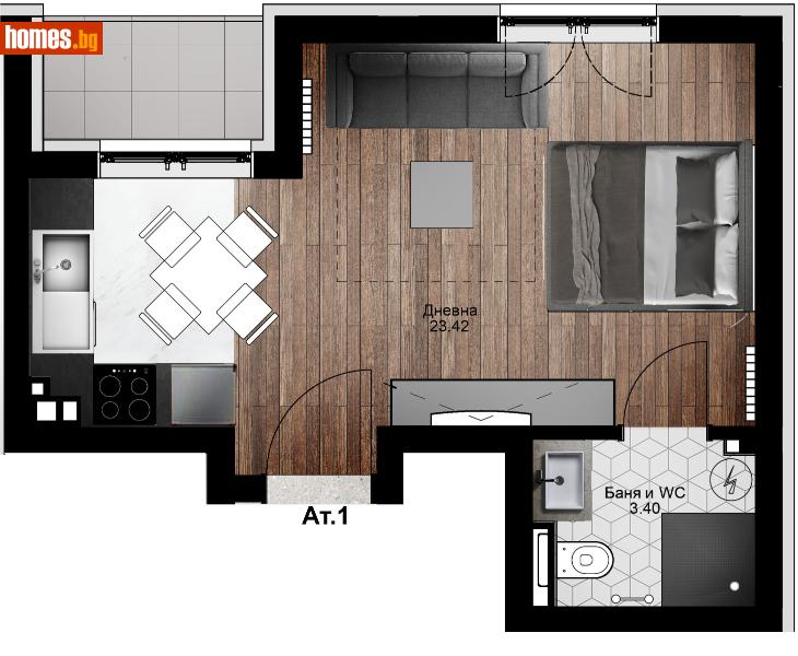 Едностаен, 45m² -  Център, Плевен - Апартамент за продажба - Домстрой ЕООД - 112125581