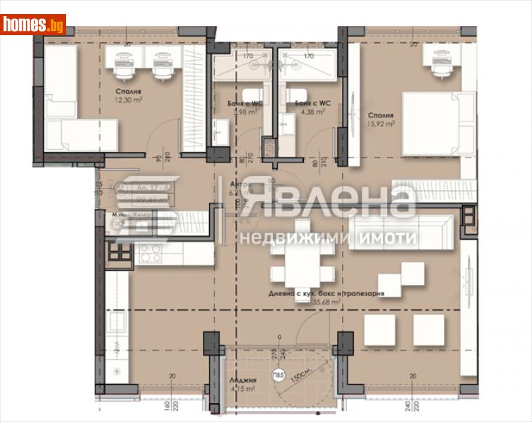 Тристаен, 121m² - Жк. Връбница 2, София - Апартамент за продажба - ЯВЛЕНА - 112173656