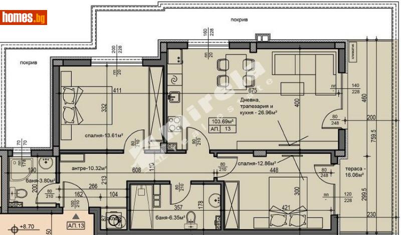 Тристаен, 122m² - Кв. Малинова Долина, София - Апартамент за продажба - МИРЕЛА - 112234460