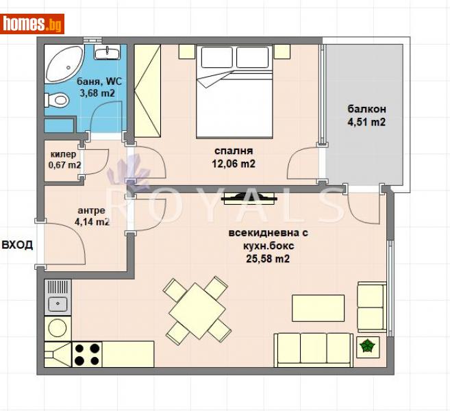 Двустаен, 72m² - Жк. Младост, Варна - Апартамент за продажба - РОЯЛС - 112279860