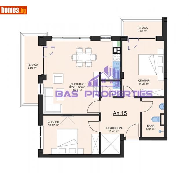 Тристаен, 117m² - Кв. Малинова Долина, София - Апартамент за продажба - BasProperties - 112307018