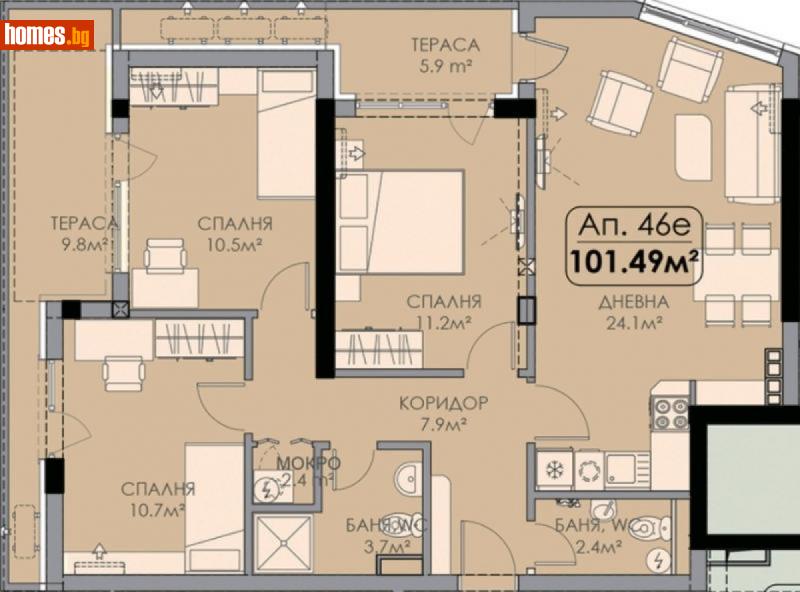 Четиристаен, 117m² - Жк. Меден Рудник, Бургас - Апартамент за продажба - М Груп Недвижими имоти - 112403465