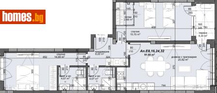 Тристаен, 107m² - Апартамент за продажба - 112478435